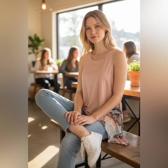 Mystree Pink Asymmetrical Tank Top - Picture 2 of 7